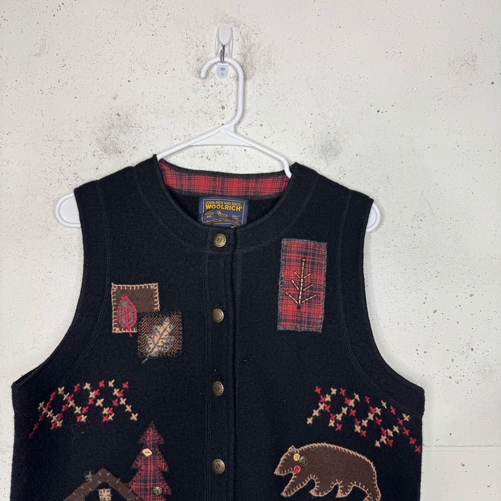 Woolrich Boiled Wool Embroidered Sweater Vest Cut & Sewn Small